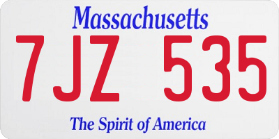 MA license plate 7JZ535