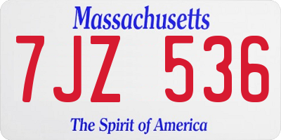 MA license plate 7JZ536