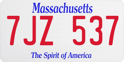 MA license plate 7JZ537