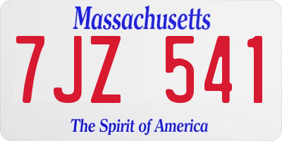 MA license plate 7JZ541