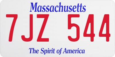 MA license plate 7JZ544