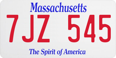 MA license plate 7JZ545