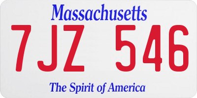 MA license plate 7JZ546