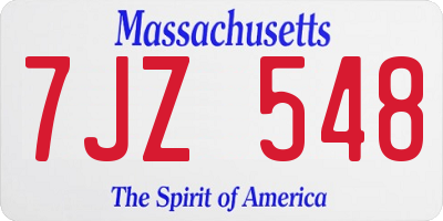 MA license plate 7JZ548