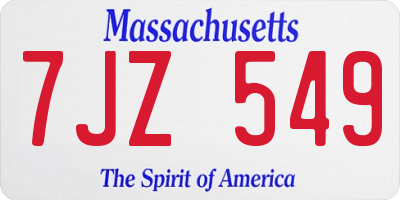 MA license plate 7JZ549