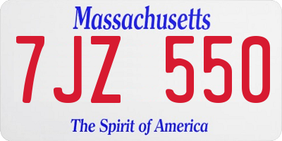 MA license plate 7JZ550