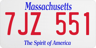 MA license plate 7JZ551