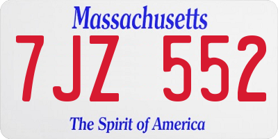 MA license plate 7JZ552