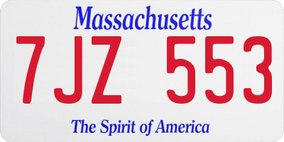 MA license plate 7JZ553