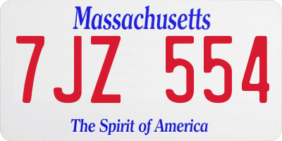 MA license plate 7JZ554
