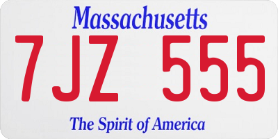MA license plate 7JZ555