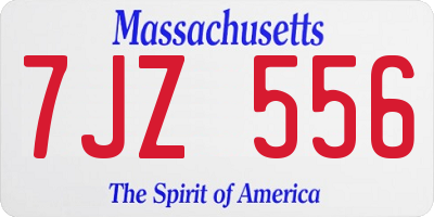 MA license plate 7JZ556