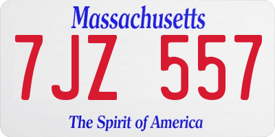 MA license plate 7JZ557