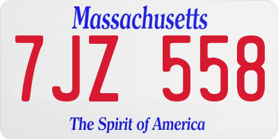 MA license plate 7JZ558