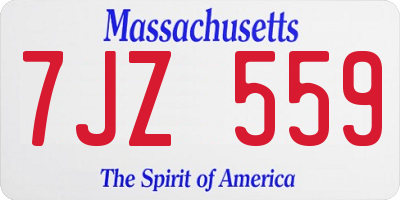MA license plate 7JZ559