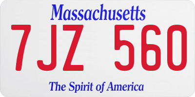 MA license plate 7JZ560