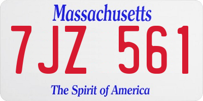 MA license plate 7JZ561