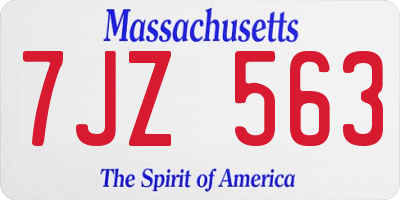 MA license plate 7JZ563