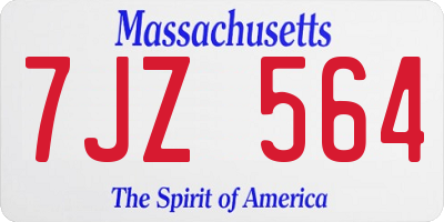 MA license plate 7JZ564