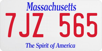 MA license plate 7JZ565