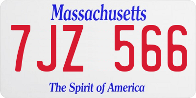 MA license plate 7JZ566