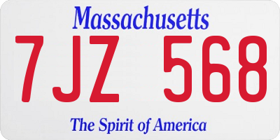 MA license plate 7JZ568