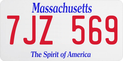 MA license plate 7JZ569