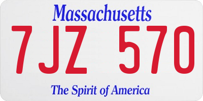 MA license plate 7JZ570