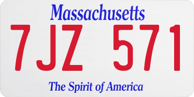MA license plate 7JZ571
