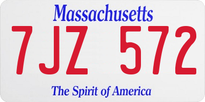 MA license plate 7JZ572