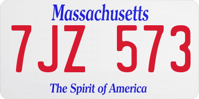 MA license plate 7JZ573