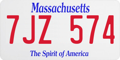 MA license plate 7JZ574