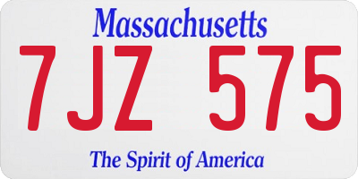 MA license plate 7JZ575