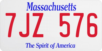 MA license plate 7JZ576