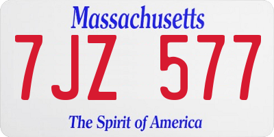 MA license plate 7JZ577