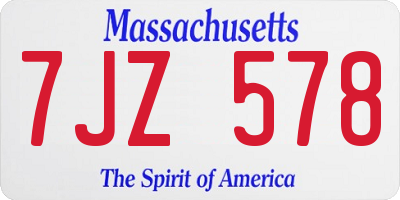 MA license plate 7JZ578