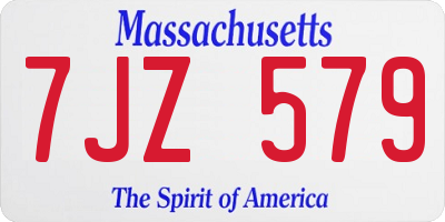MA license plate 7JZ579