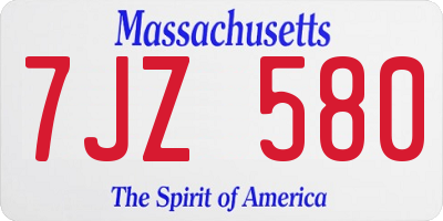 MA license plate 7JZ580