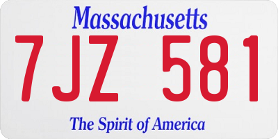 MA license plate 7JZ581