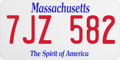 MA license plate 7JZ582