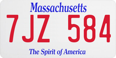 MA license plate 7JZ584