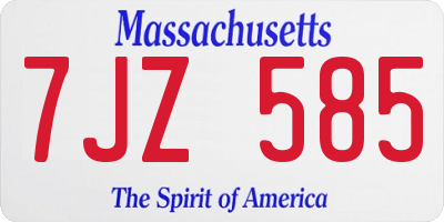 MA license plate 7JZ585