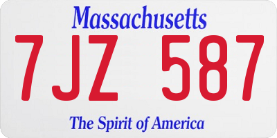 MA license plate 7JZ587
