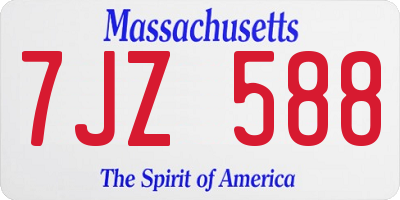 MA license plate 7JZ588
