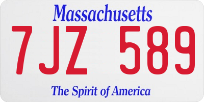 MA license plate 7JZ589