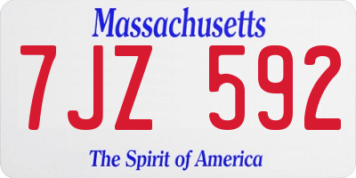 MA license plate 7JZ592