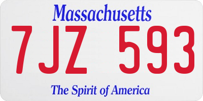MA license plate 7JZ593