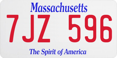 MA license plate 7JZ596