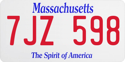 MA license plate 7JZ598