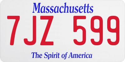 MA license plate 7JZ599